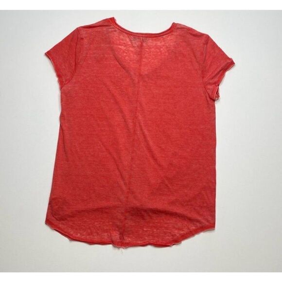 William Rast Burnout Shirt Top Small Red Juniors'‎ Tie-Front Scoop Neck NEW - Picture 2 of 9